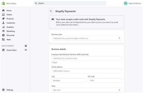 Shopify Bank Account Setup