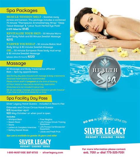 Silver Legacy Spa Menu