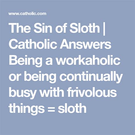 Sin Of Sloth Catholic