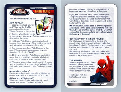 Spider Man Web Blaster Card Game Rules