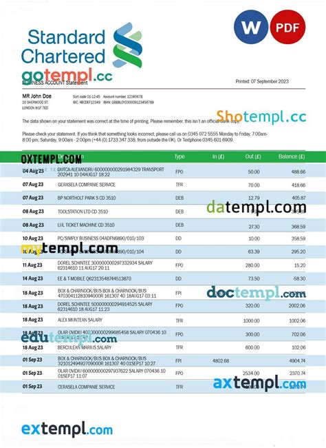 Standard Chartered Bank Statement Online