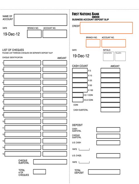 Td Deposit Slip Template