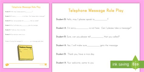 Telephone Role Play Script