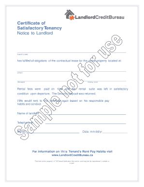 Tenant Deposit Certificate