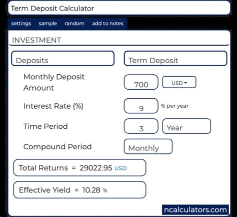 Term Deposit Interest Calculator