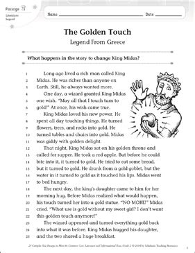 The Golden Touch Story Printable