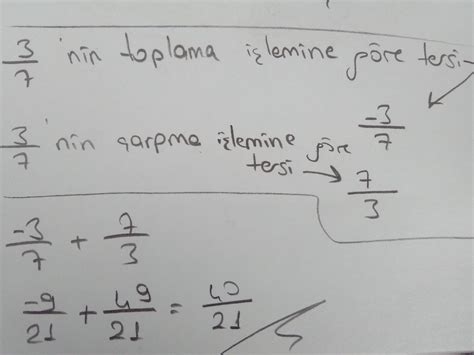 Toplama işlemine göre tersi nedir