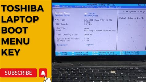 Toshiba Laptop Boot Menu