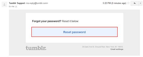 Tumblr Reset Password Link