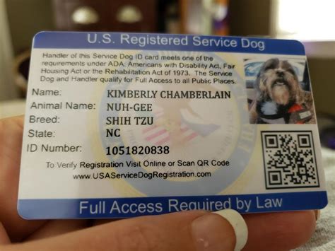 Us Service Dog Id Card