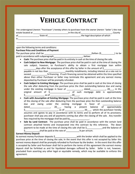 Vehicle Lease Purchase Agreement