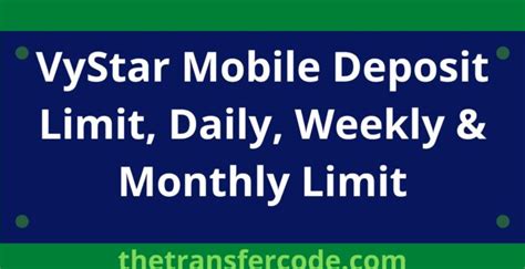 Vystar Mobile Check Deposit Limit