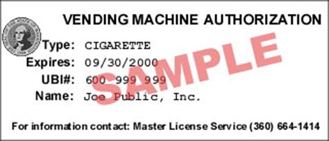 Washington State Vending Machine License