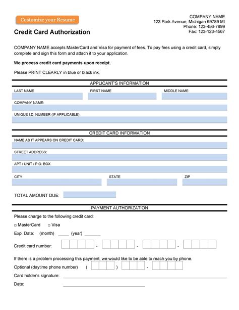 What Is A Credit Card Authorization Form