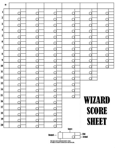 Wizard Score Cards Printable