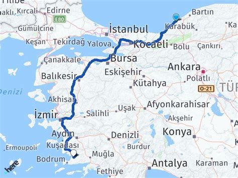 Zonguldak bodrum arası kaç km